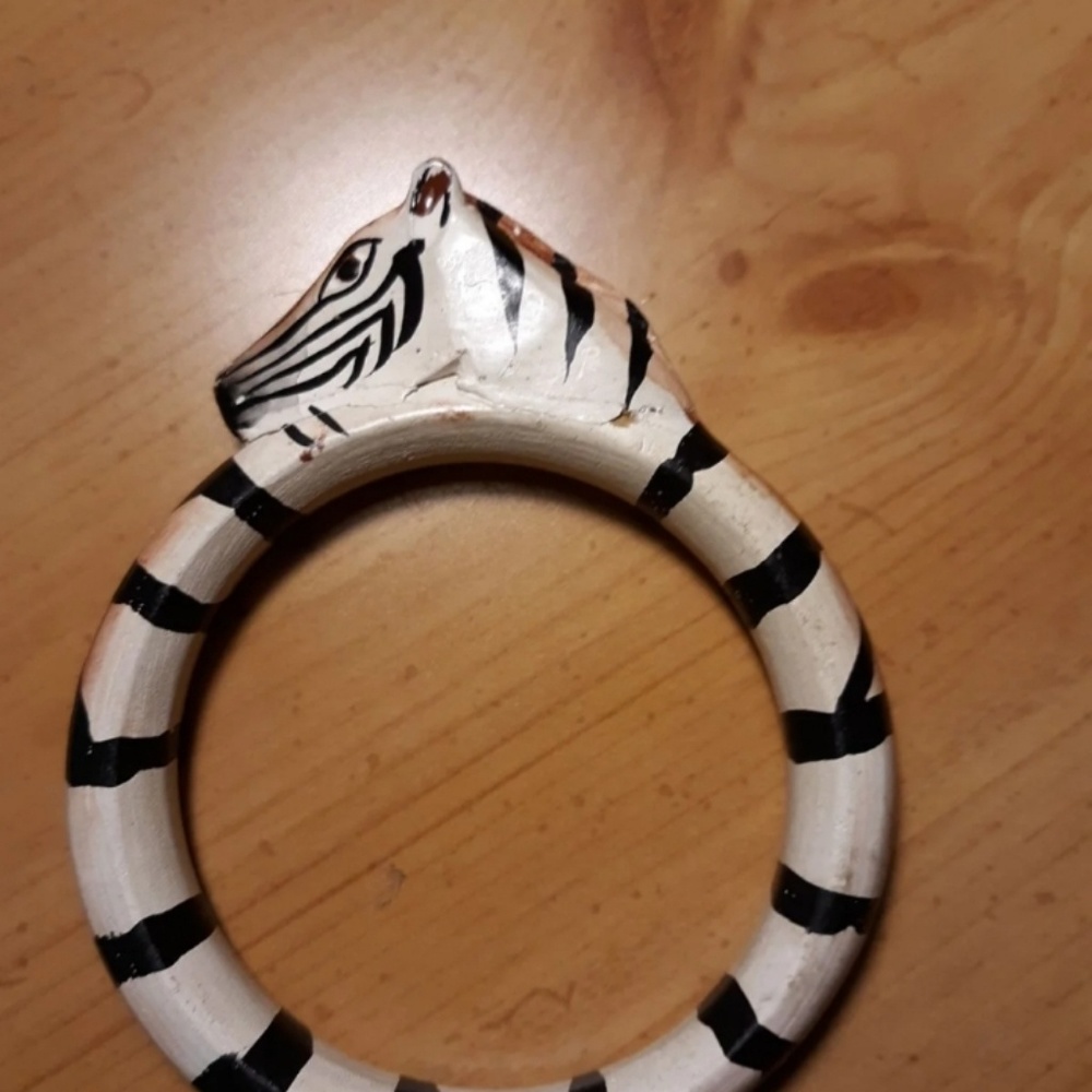 African Hand Carved Zebra Bracelet